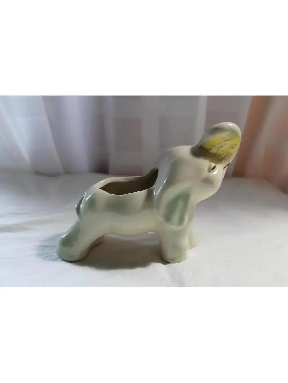 Vintage Heavy Pottery Elephant Planter, Nursery Decor, Possibly Shawnee